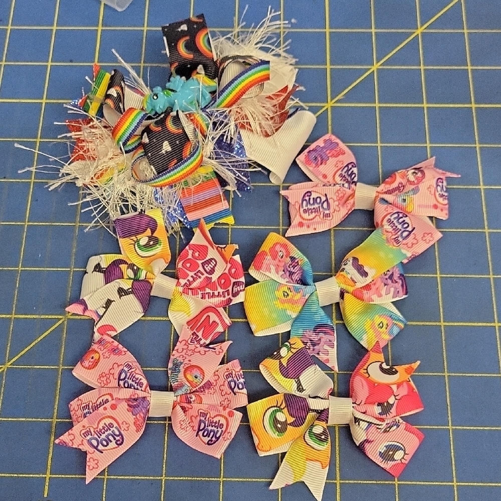 Colorful My Little Pony Hair Bows Lot of 6